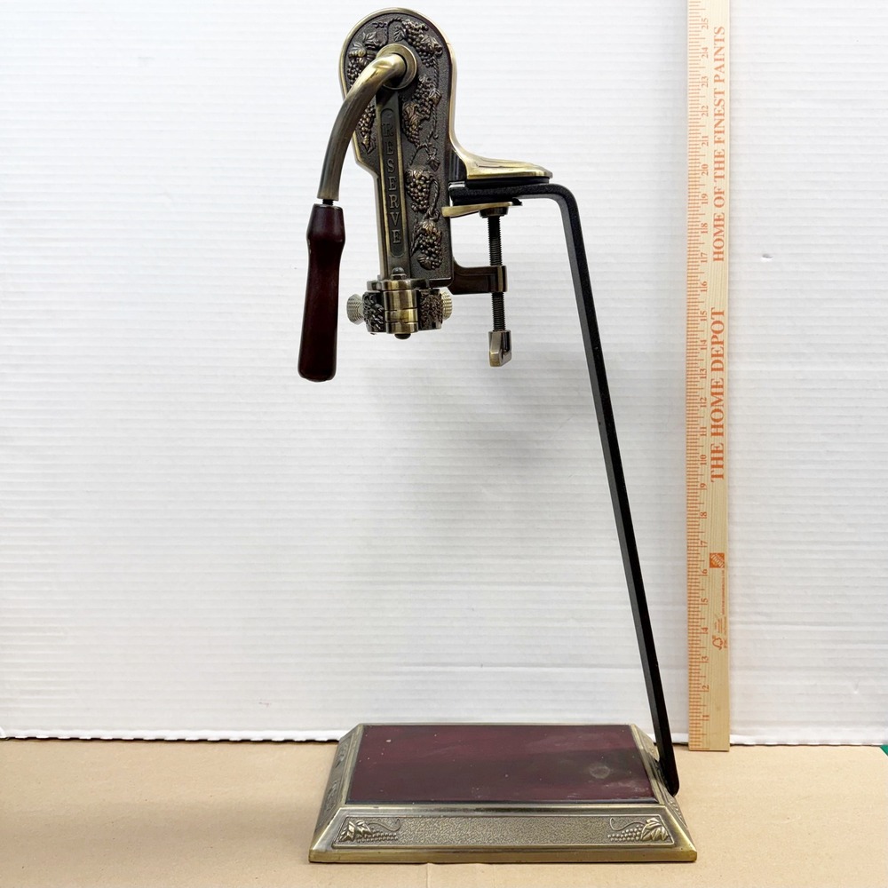 Vintners Reserve Bronze Wine Opener Corkscrew with Stand Grape Vine Design